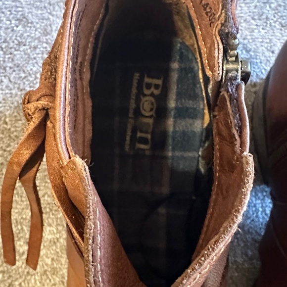 Born Brown Leather Ankle Boots Women’s Side Zip Comfort Boot - Picture 2 of 5